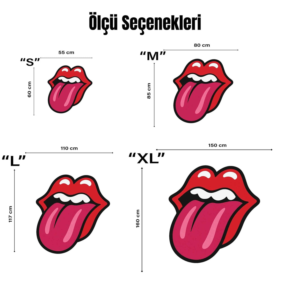 İkonik Kırmızı Dudak ve Dil Figürlü Pop-Art Tasarım Halı