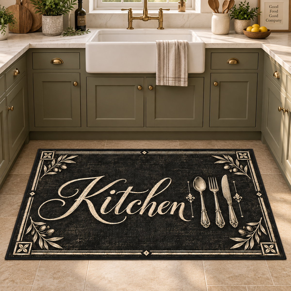 kitchen-yazili-siyah-vintage-catal-bicak-motifli-mutfak-halisi