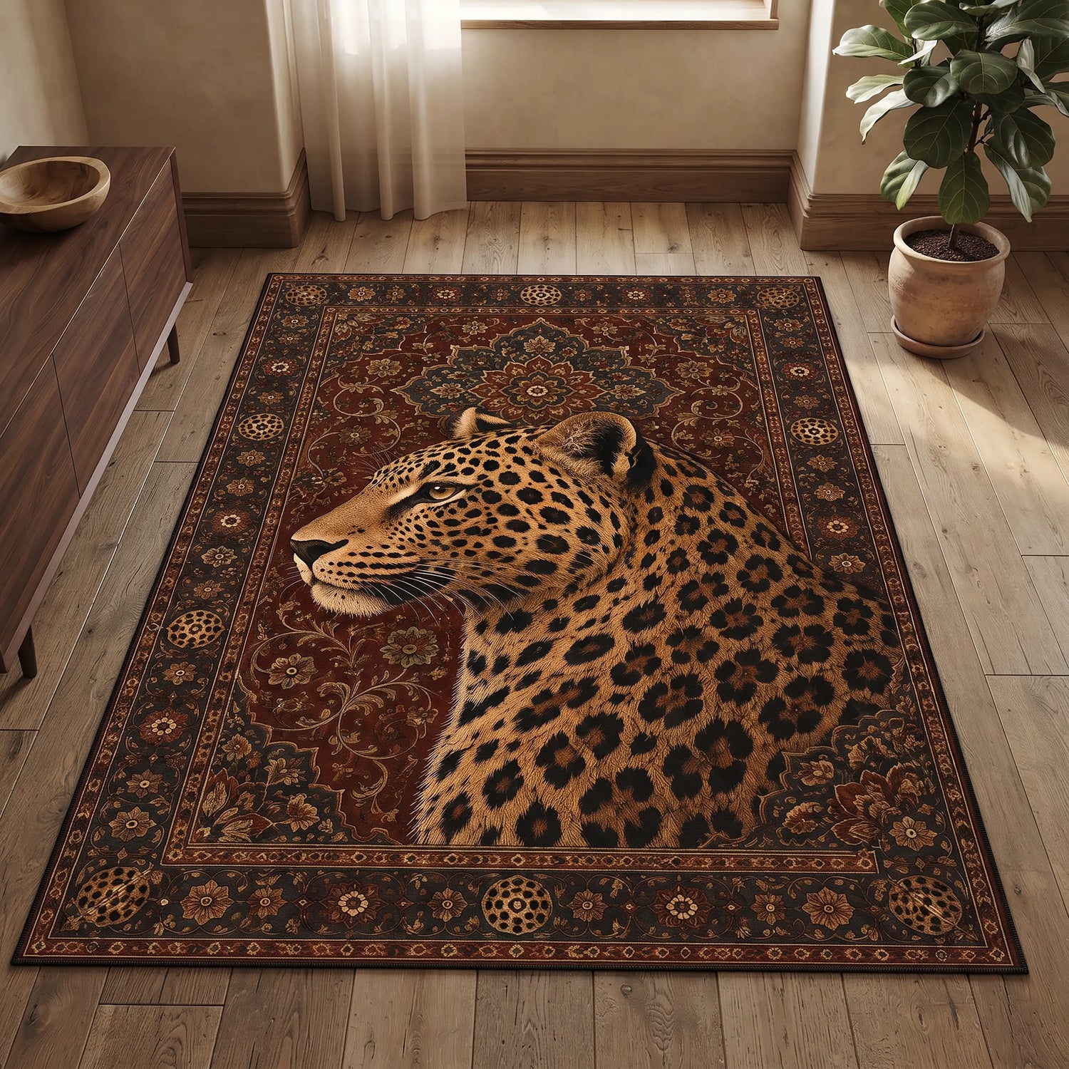  leopar-portre-hali-bordo-osmanli-arabeski-yakin-plan-benek-desenli