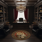 Oryantal bordür çerçevesi içinde yer alan kükreyen leopar figürüyle tasarlanmış yuvarlak dijital baskı halı, vahşi doğa temasını klasik halı estetiğiyle birleştirir. Yüksek çözünürlüklü baskı teknolojisi sayesinde tüy dokuları, yüz hatları ve desen geçişleri son derece net ve canlı görünür. Salon, ofis, otel ve konsept mekanlarda güçlü ve prestijli bir atmosfer yaratmak isteyenler için FabricUp tarafından üretilmiş özgün bir zemin tasarımıdır.
