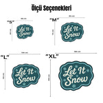 "Let It Snow" Yazılı ve Kar Tanesi Desenli Mavi Yılbaşı Halısı