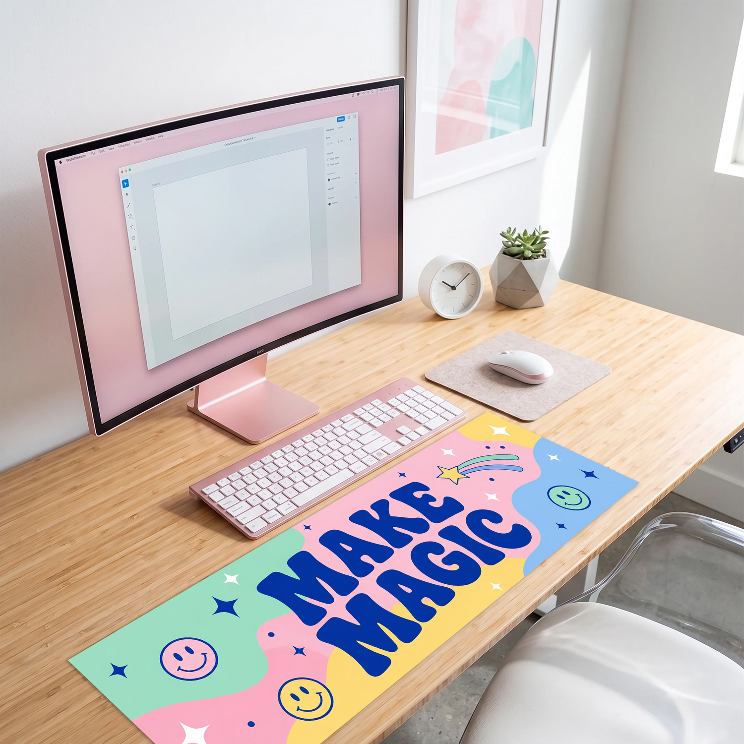 Make Magic Motivasyon Yazılı Klavye Önü Dekor
