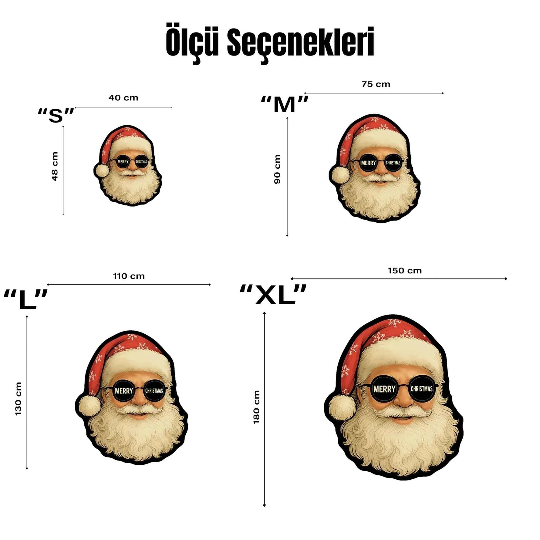 Havalı Noel Baba Portreli ve Güneş Gözlüğü Detaylı Yılbaşı Halısı