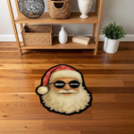 Havalı Noel Baba Portreli ve Güneş Gözlüğü Detaylı Yılbaşı Halısı