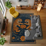 Midnight Tigers Kaplan Figürlü Lacivert Halı
