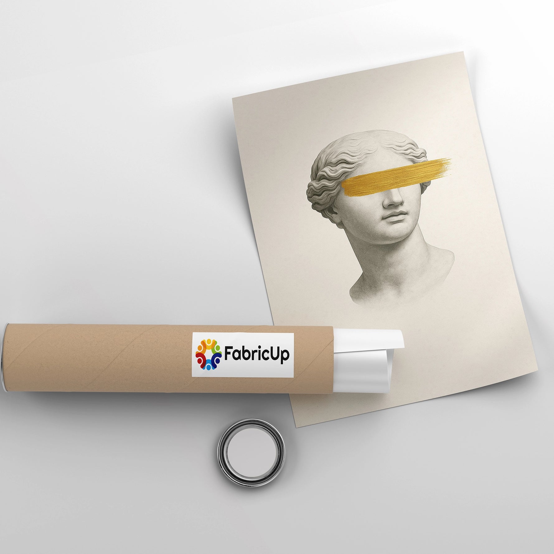 Poster tarzı kanvas baskı, klasik sanat estetiğini modern altın vurgu ile birleştiren trend bir duvar dekoru alternatifi sunar. Hafif yapısı ve yüksek çözünürlüklü FabricUp dijital baskı kalitesi sayesinde salon, ofis ve yaşam alanlarında dekoratif ve şık kullanım sağlar.