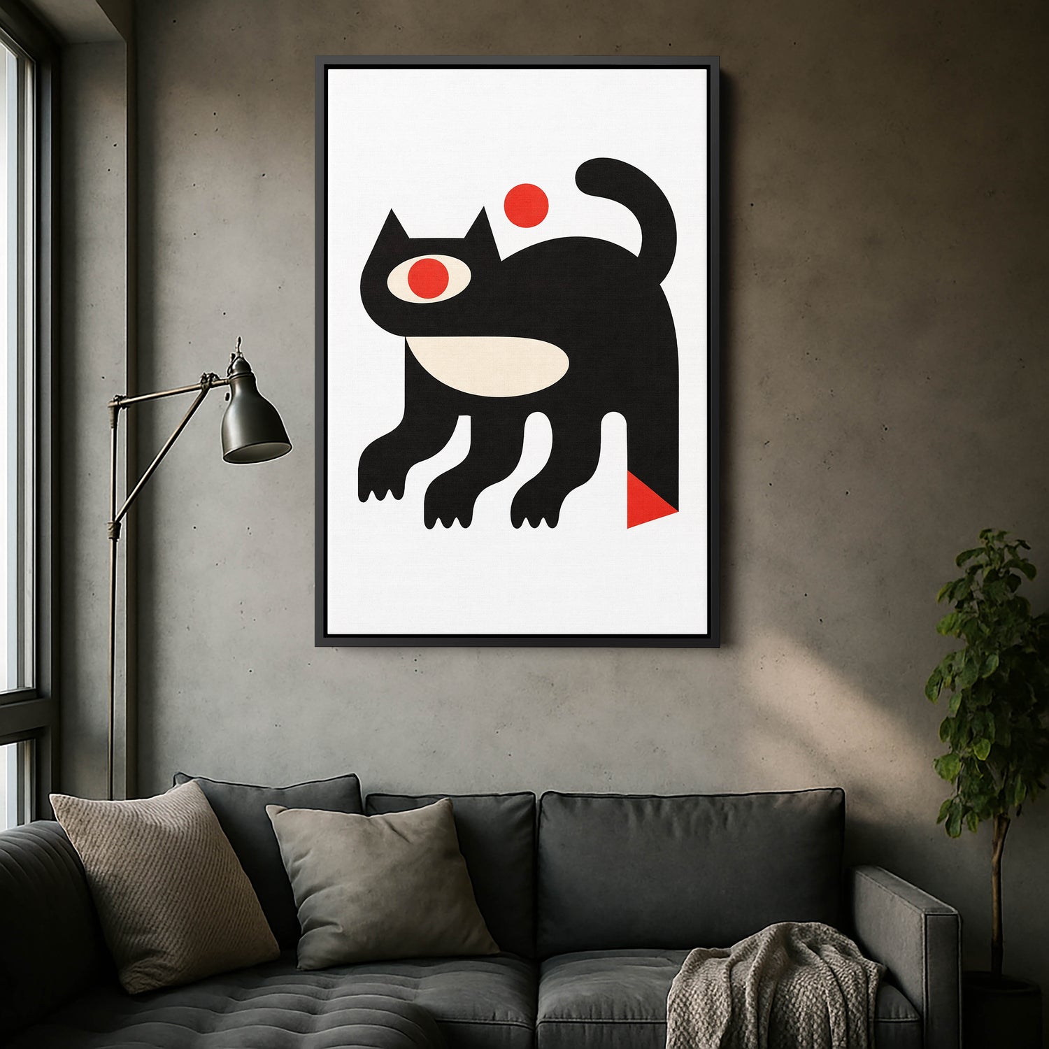 Minimalist Kedi Soyut Kanvas Tablo