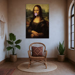 Klasik Mona Lisa portresi üzerine pembe sakız balonu detayı eklenmiş çerçevesiz kanvas tablo, Rönesans sanatını modern pop art estetiğiyle birleştirir. Yüksek çözünürlüklü baskı sayesinde detaylar net görünür, salon ve genç yaşam alanları için eğlenceli bir FabricUp tasarımıdır.