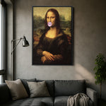 Siyah çerçeveli Mona Lisa ve sakız balonu temalı kanvas tablo, koyu çerçeve kontrastıyla klasik portreyi daha dramatik ve modern gösterir. Pop art dokunuşlu tasarım net baskı kalitesiyle öne çıkar, ofis ve stüdyo dekorasyonu için dikkat çekici bir FabricUp ürünü sunar.