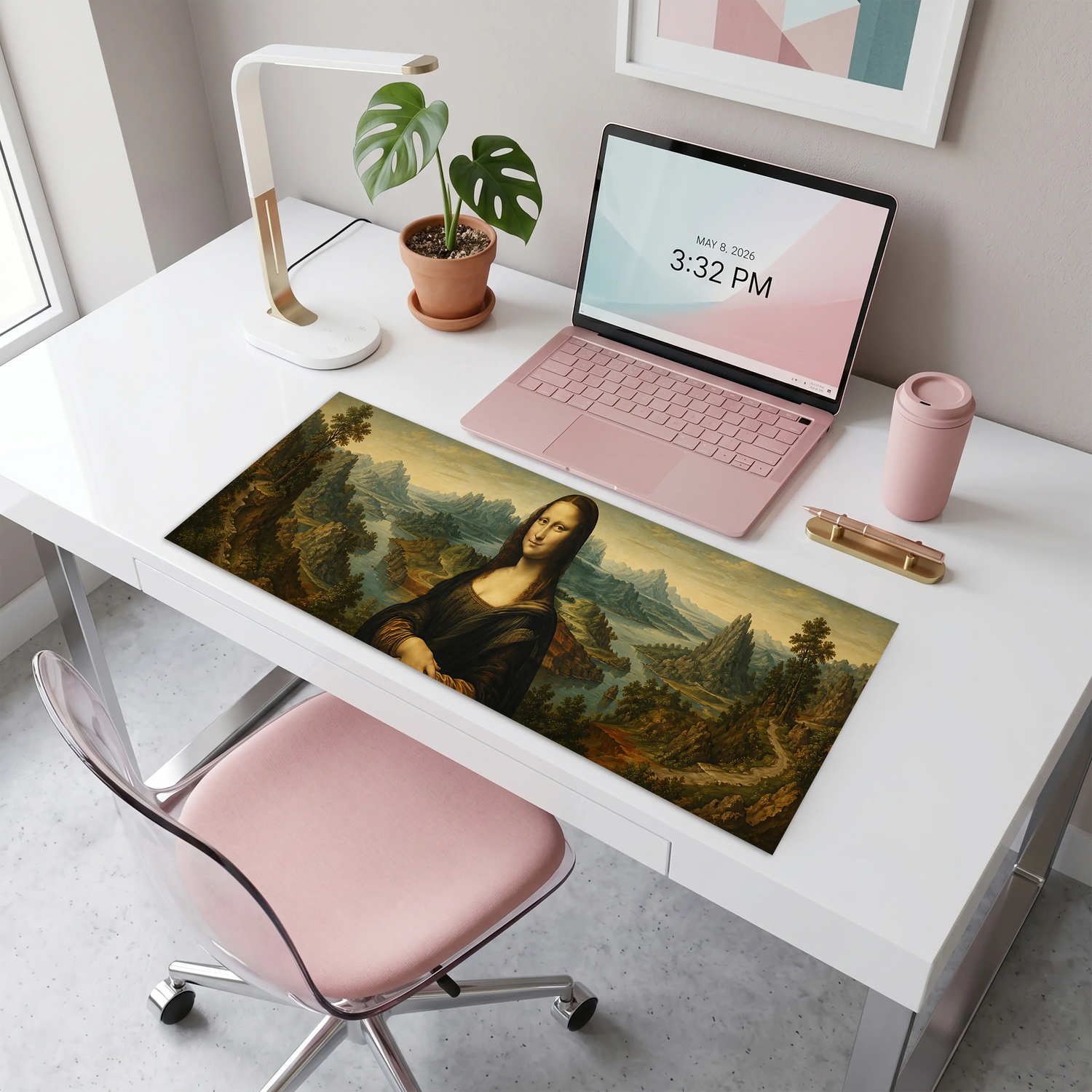 Mona Lisa Da Vinci Klasik Sanat Desenli Klavye Önü Dekor