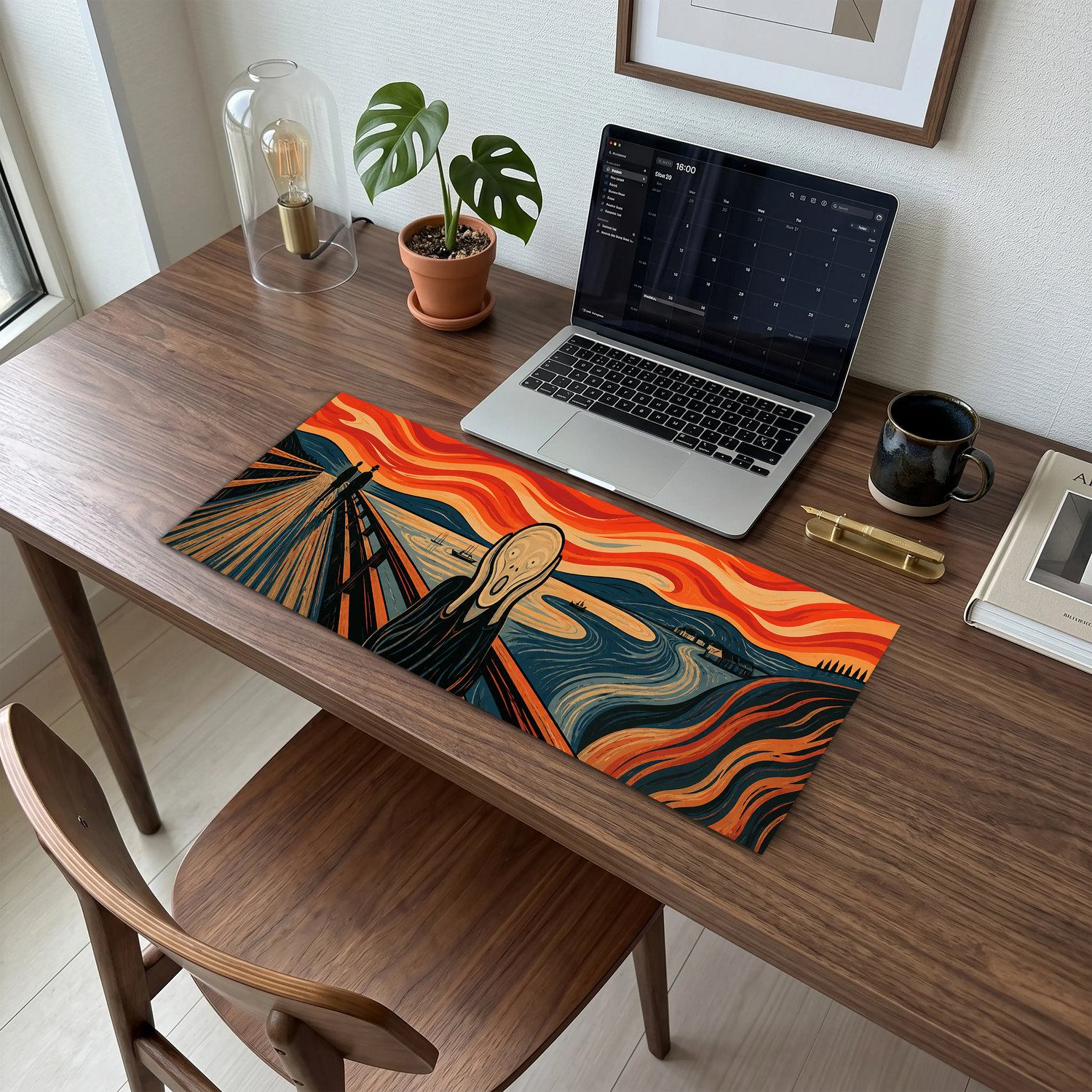 Munch Çığlık Ekspresyonist Sanat Desenli Klavye Önü Dekor