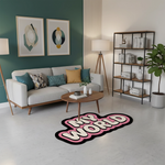 "My World" Yazılı Pembe Dekoratif Halı | Modern Bubble Font Çocuk ve Genç Odası Paspas