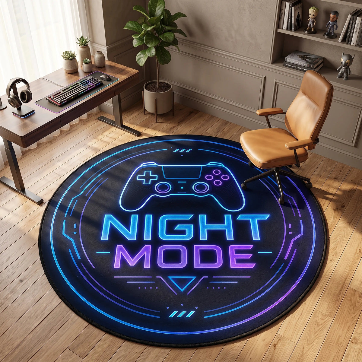 night-mode-gaming-hali-neon-mavi-mor-gradient-gamepad-minimal-yuvarlak-desenli