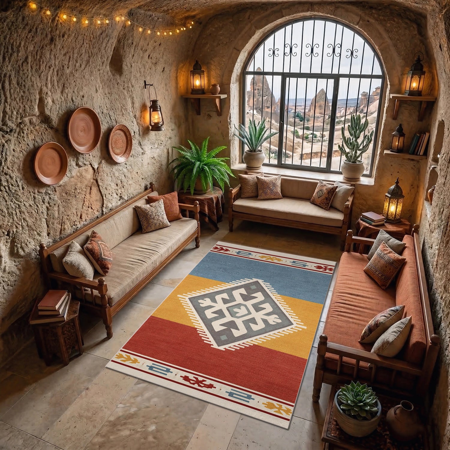 Modern Anadolu Motifli Minimal Etnik Desenli Halı