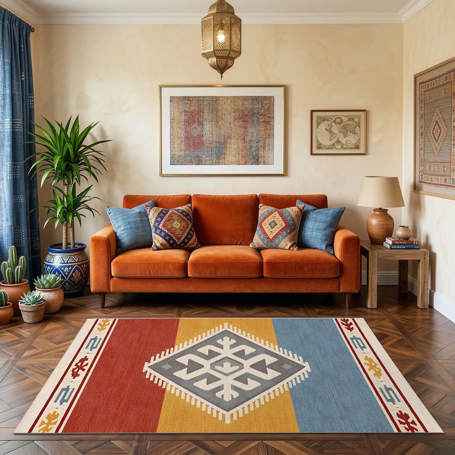 Modern Anadolu Motifli Minimal Etnik Desenli Halı