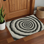 Siyah Beyaz Hipnotik Spiral Desenli Modern Salon Halısı