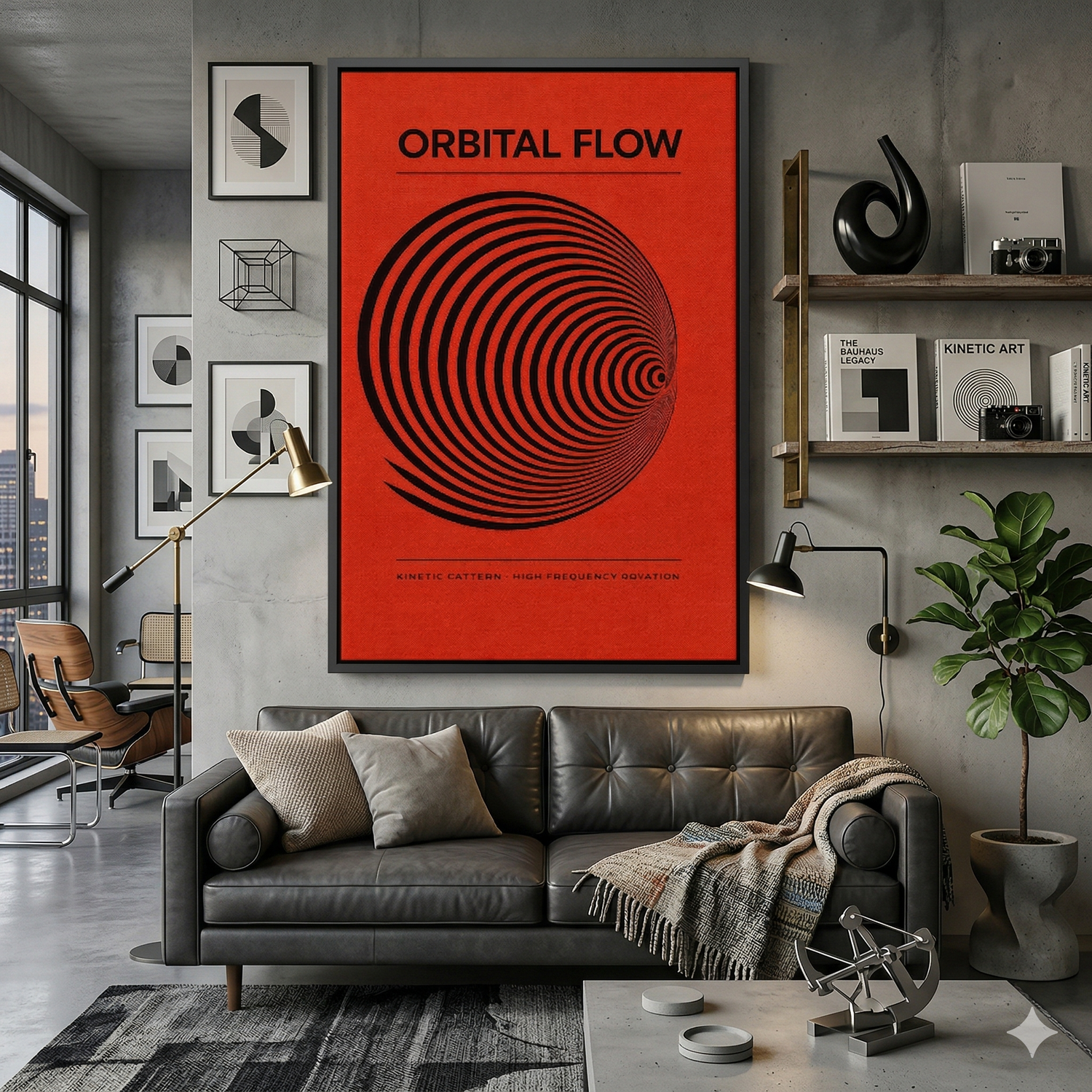 Orbital Flow Geometrik Soyut Kanvas Tablo | Kinetik Spiral Duvar Sanatı ile Evinizi Şekillendirin