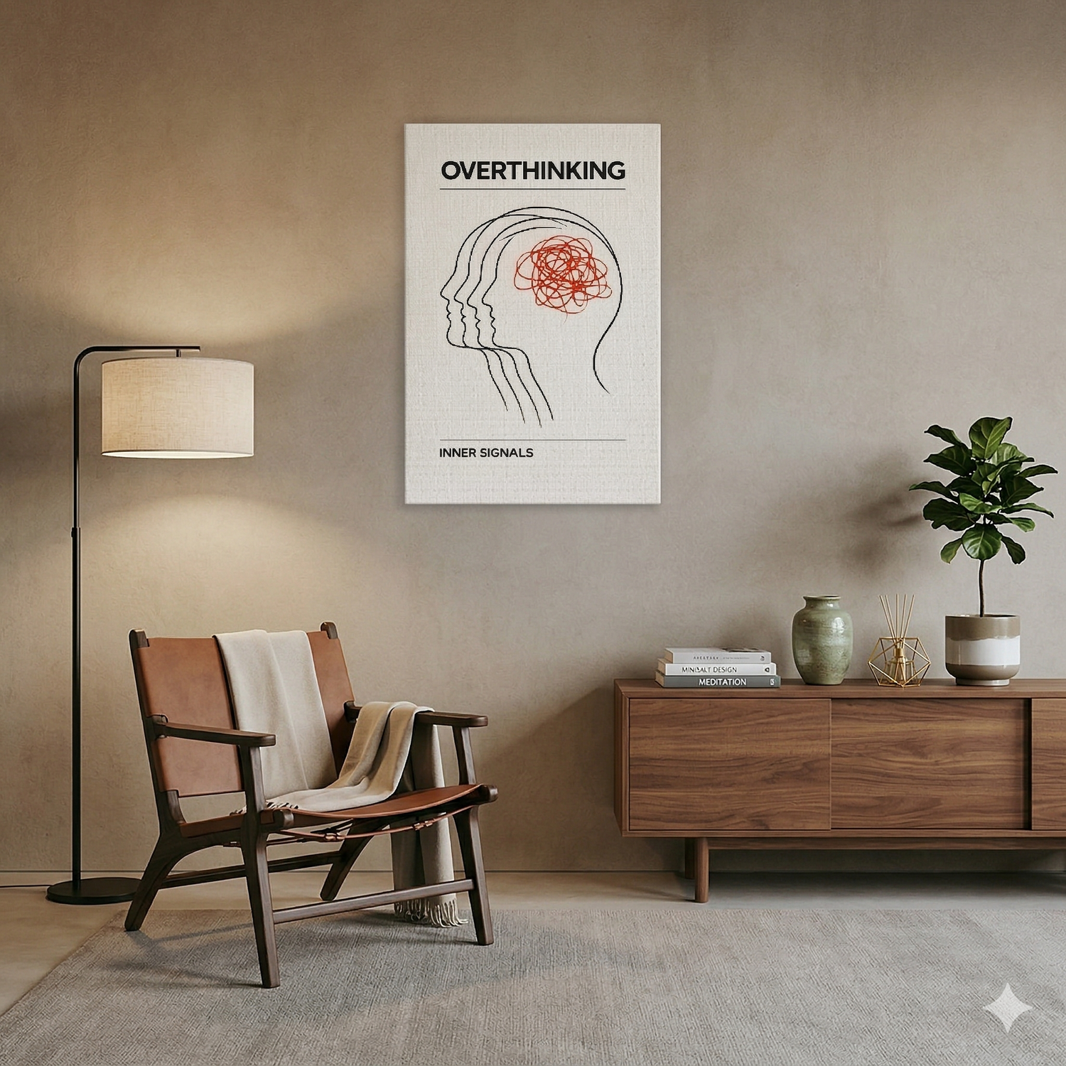 Overthinking Minimalist Soyut Kanvas Tablo