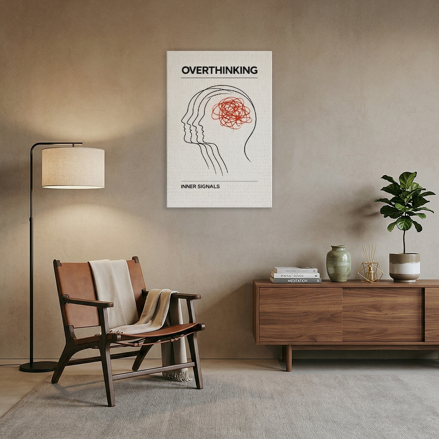 Overthinking Minimalist Soyut Kanvas Tablo