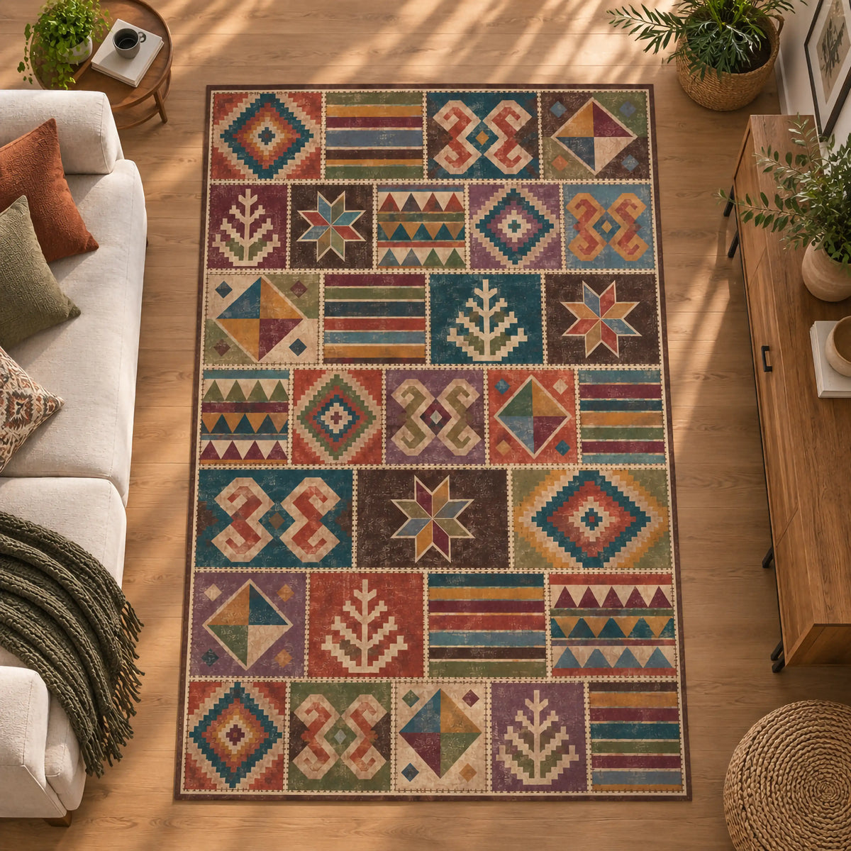 patchwork-etnik-kilim-desenli-hali-eskitme-otantik-salon