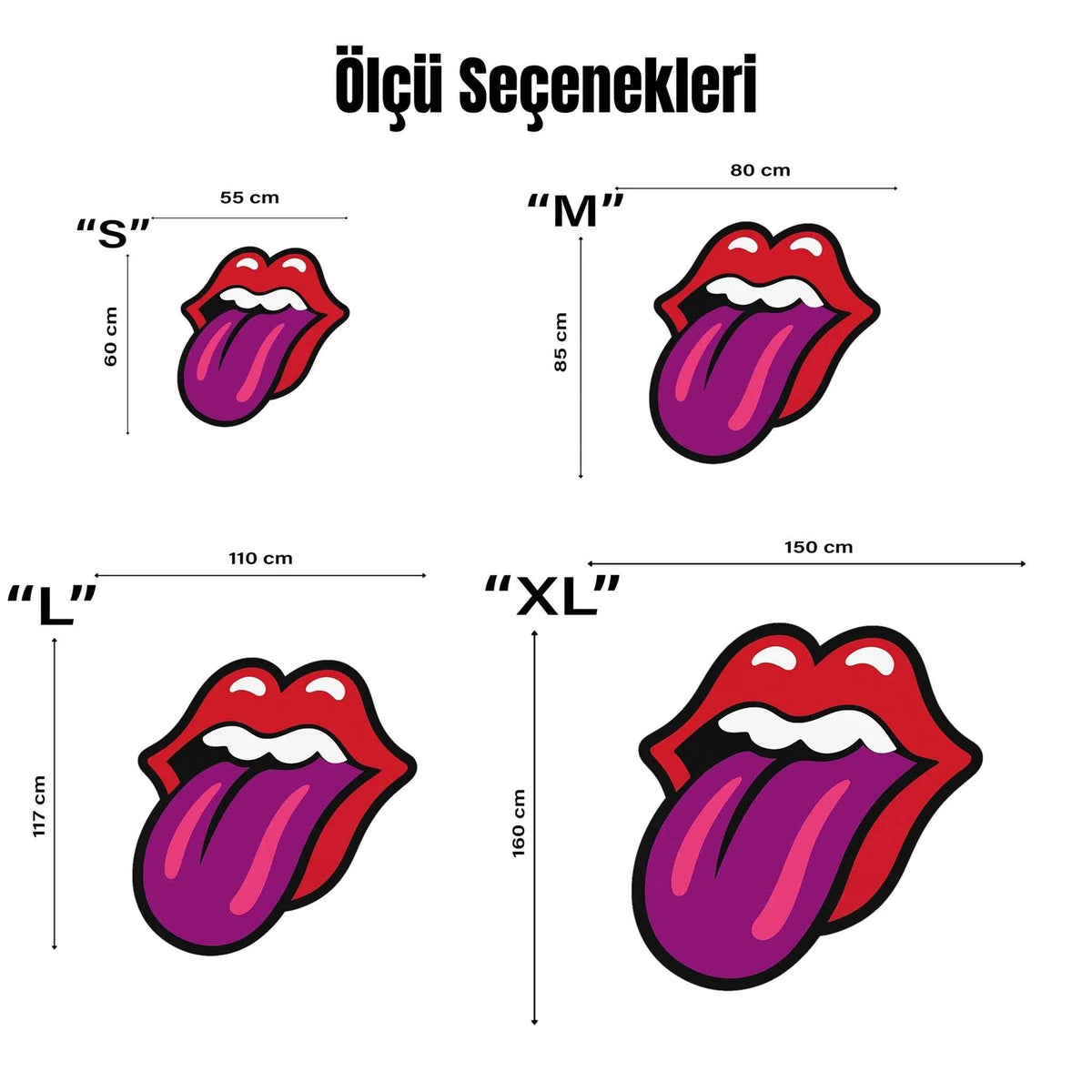 Mor Dil ve Kırmızı Dudak Figürlü Pop-Art Tasarım Halı