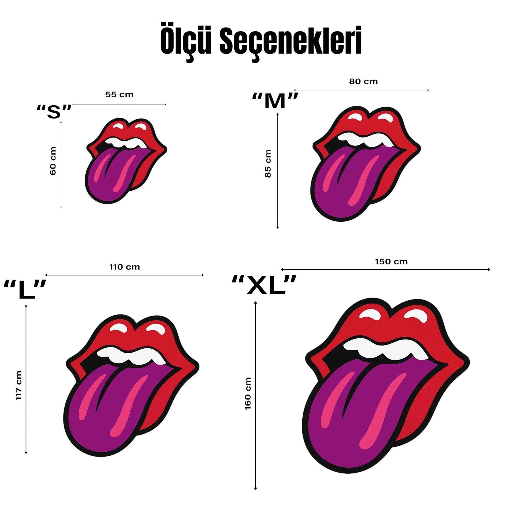 Mor Dil ve Kırmızı Dudak Figürlü Pop-Art Tasarım Halı