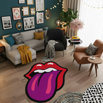 Mor Dil ve Kırmızı Dudak Figürlü Pop-Art Tasarım Halı