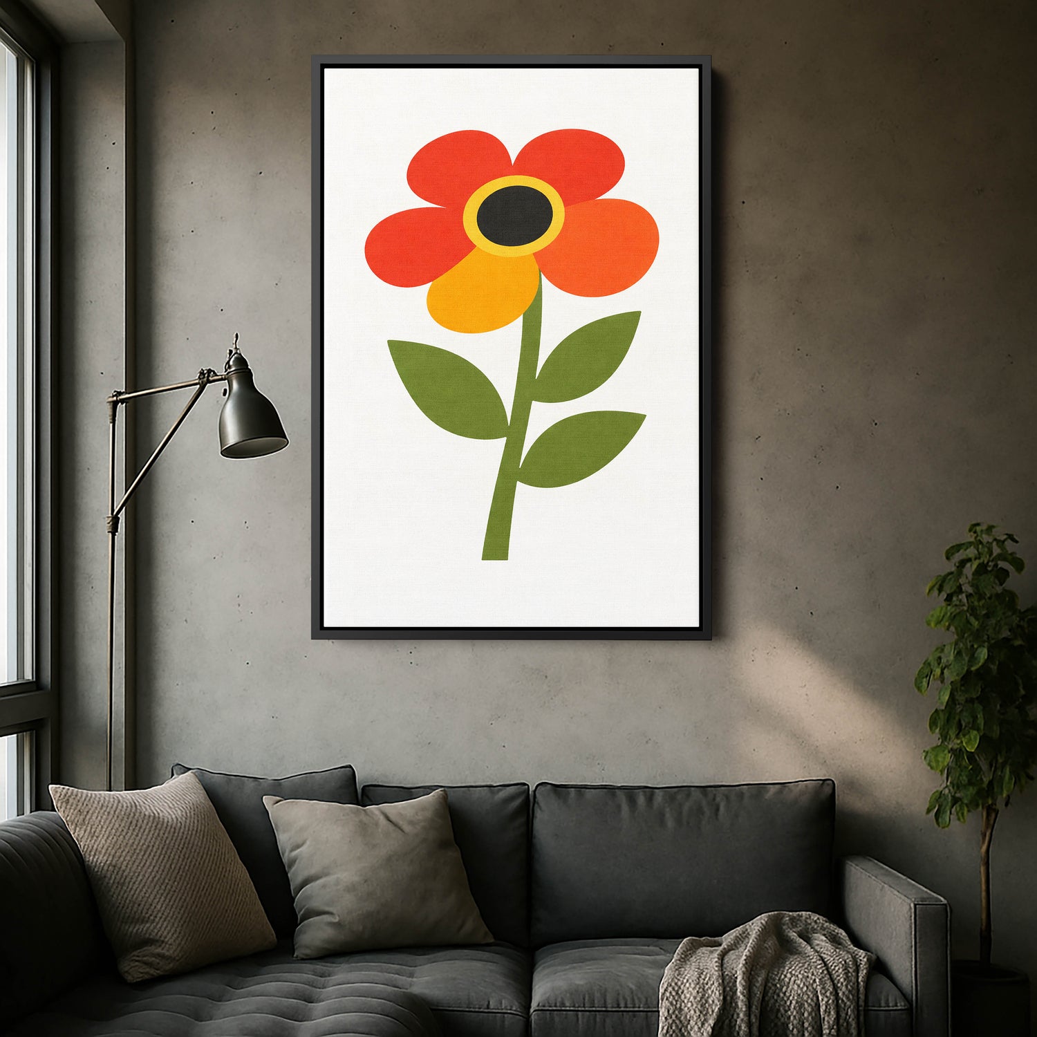 Retro Çiçek Minimalist Kanvas Tablo