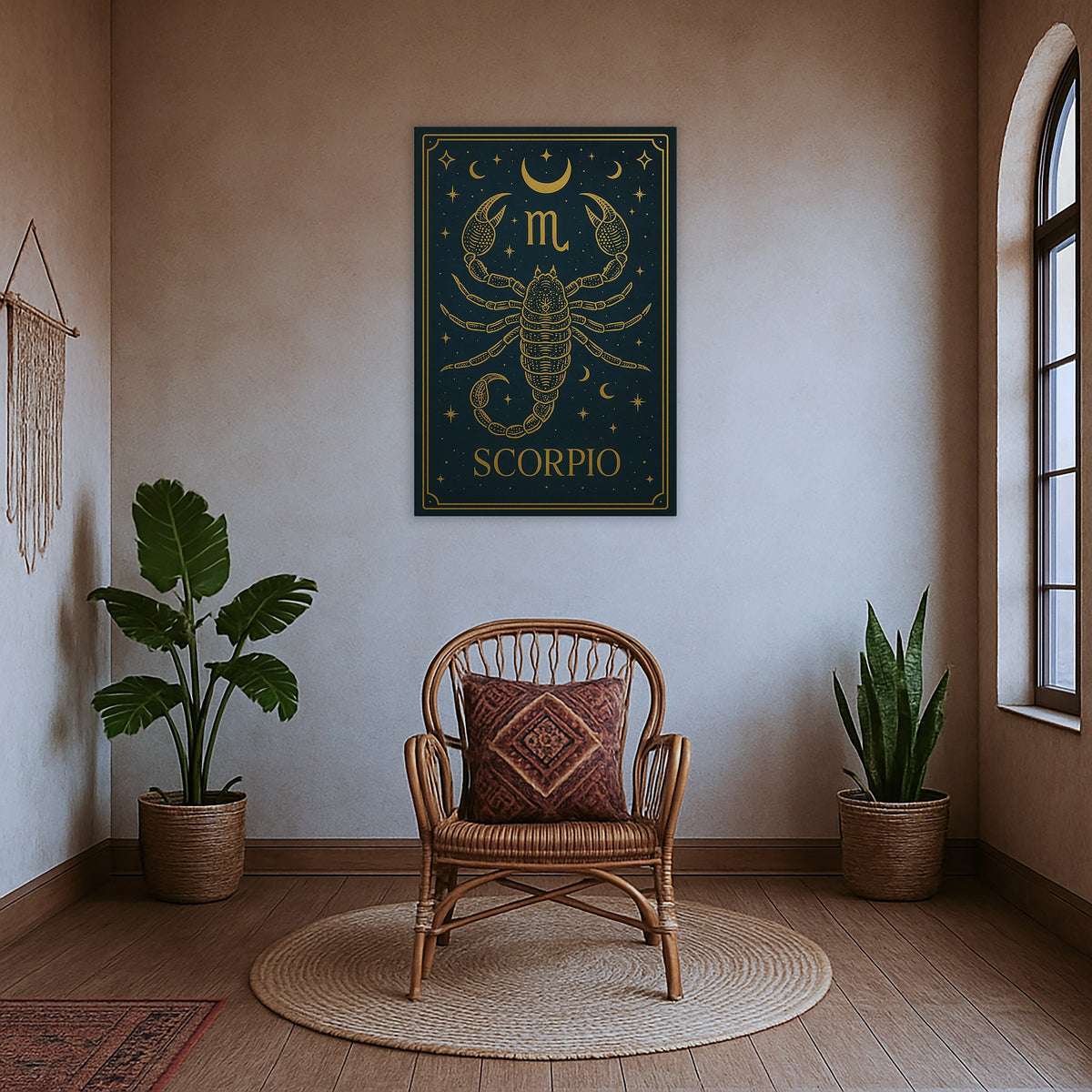 Çerçevesiz galeri tipi kanvas baskı olarak hazırlanan bu akrep burcu tablosu, kozmik desenler, yıldız motifleri ve simetrik grafiklerle mistik ve sofistike bir stil sunar. Ev, genç odası ve hediye seçenekleri için özgün karaktere sahip FabricUp koleksiyon parçasıdır.