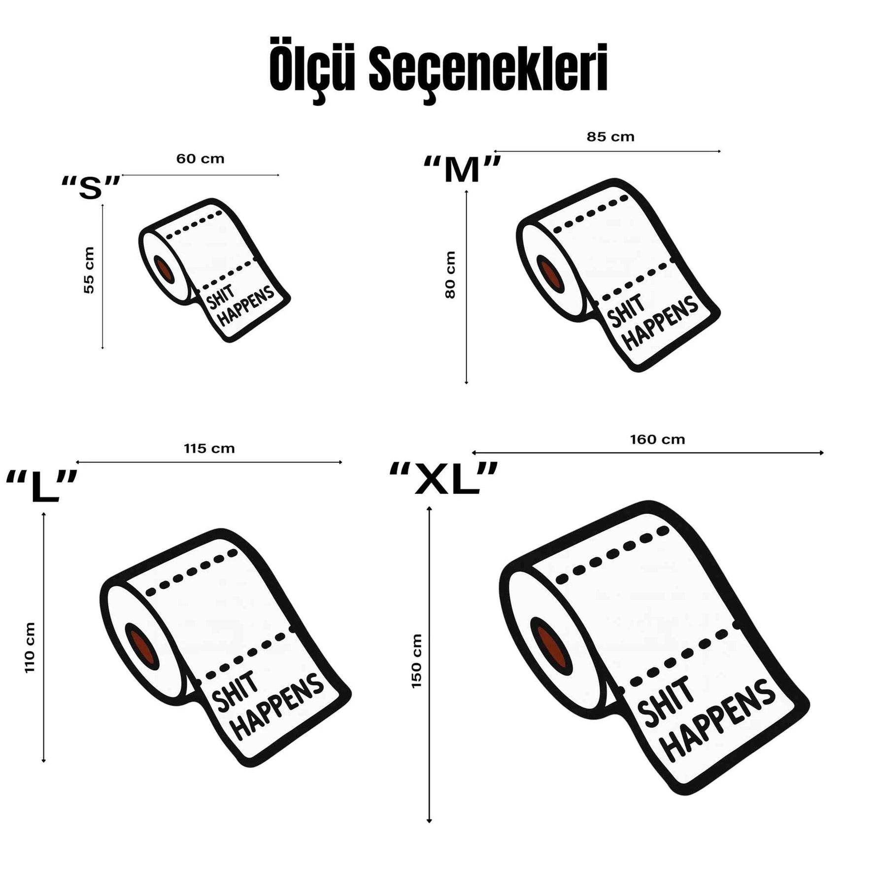 "Shit Happens" Yazılı Tuvalet Kağıdı Formunda Komik Halı