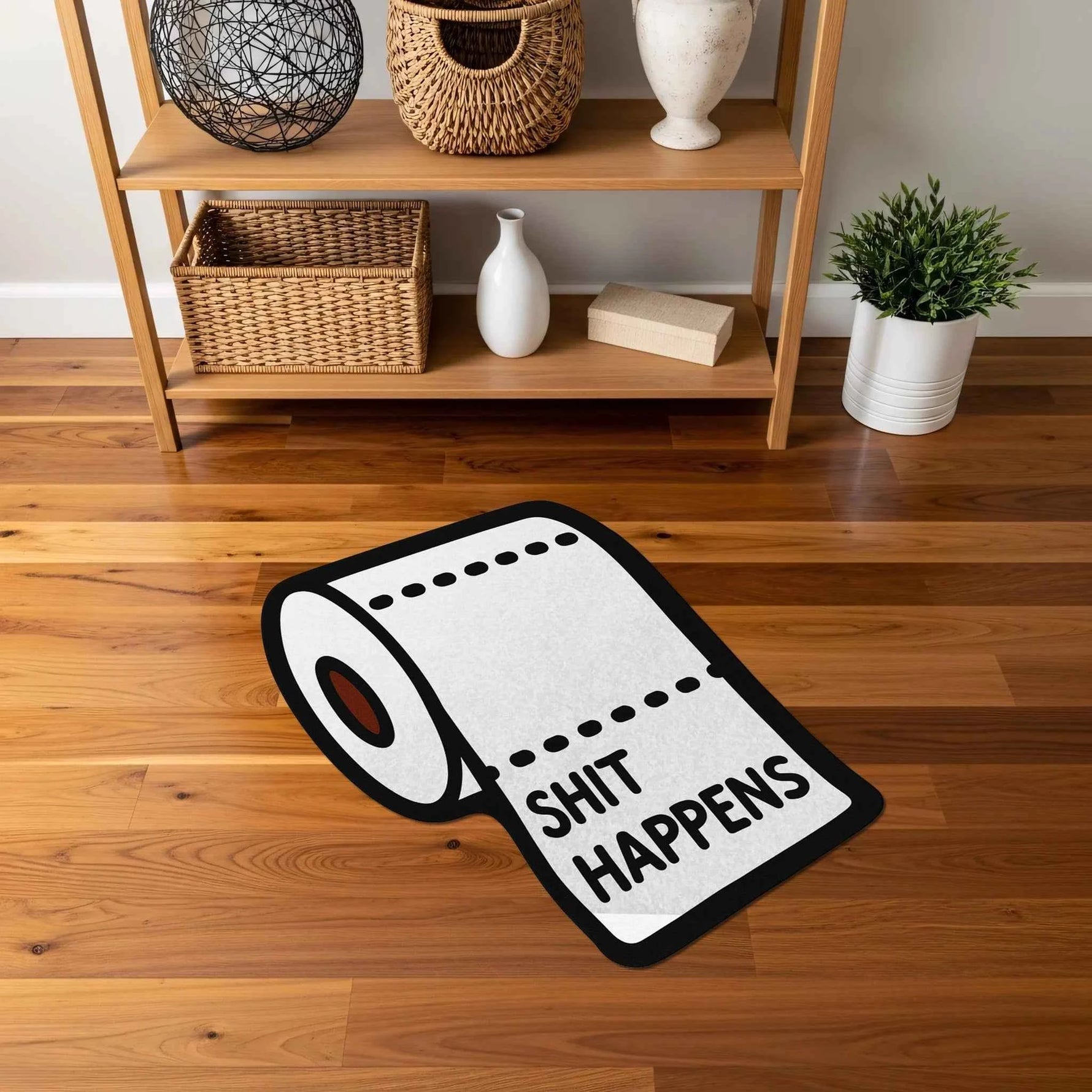 "Shit Happens" Yazılı Tuvalet Kağıdı Formunda Komik Halı