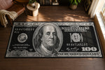100 Dolar Banknot Baskılı Siyah Altın Halı