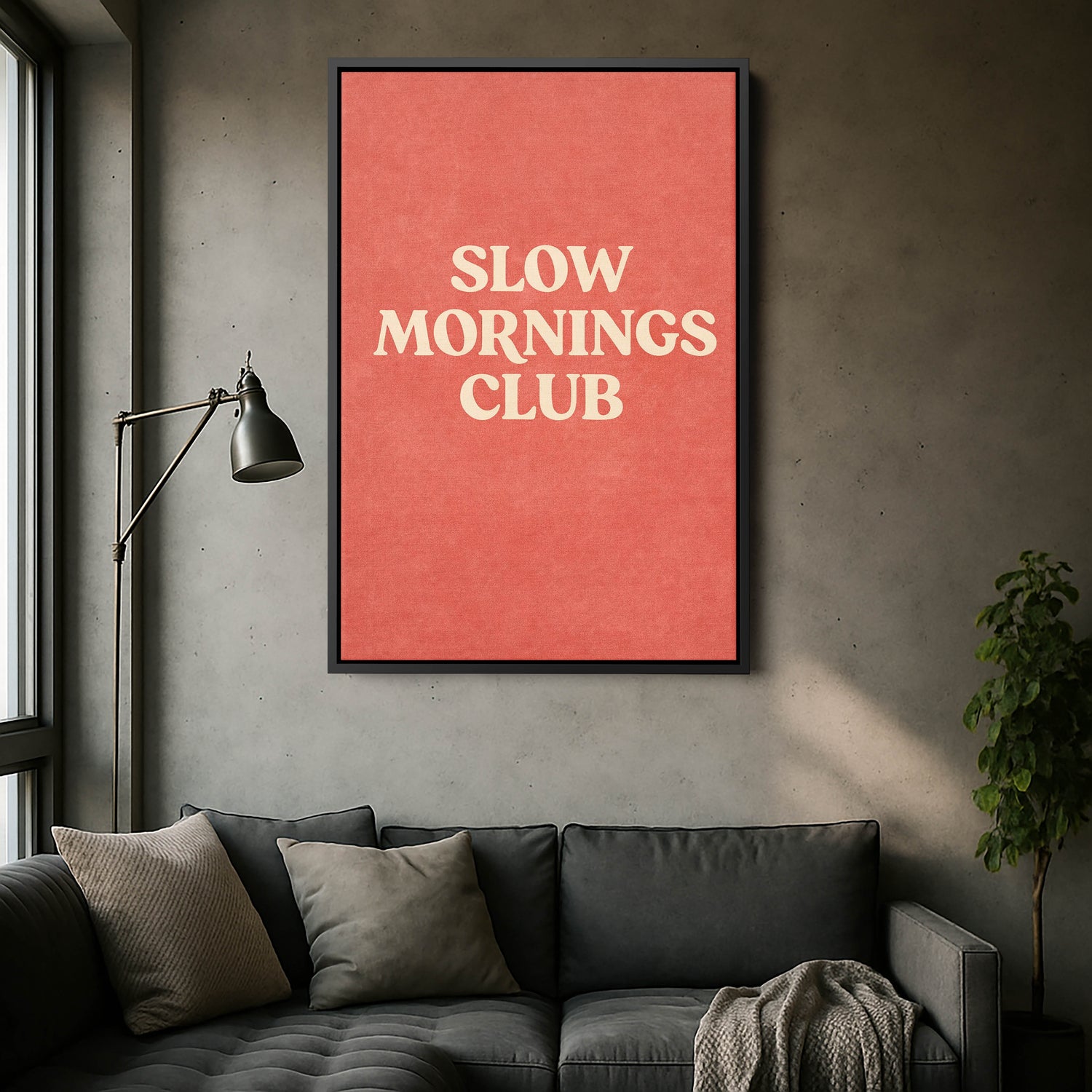Slow Mornings Club Tipografi Kanvas Tablo