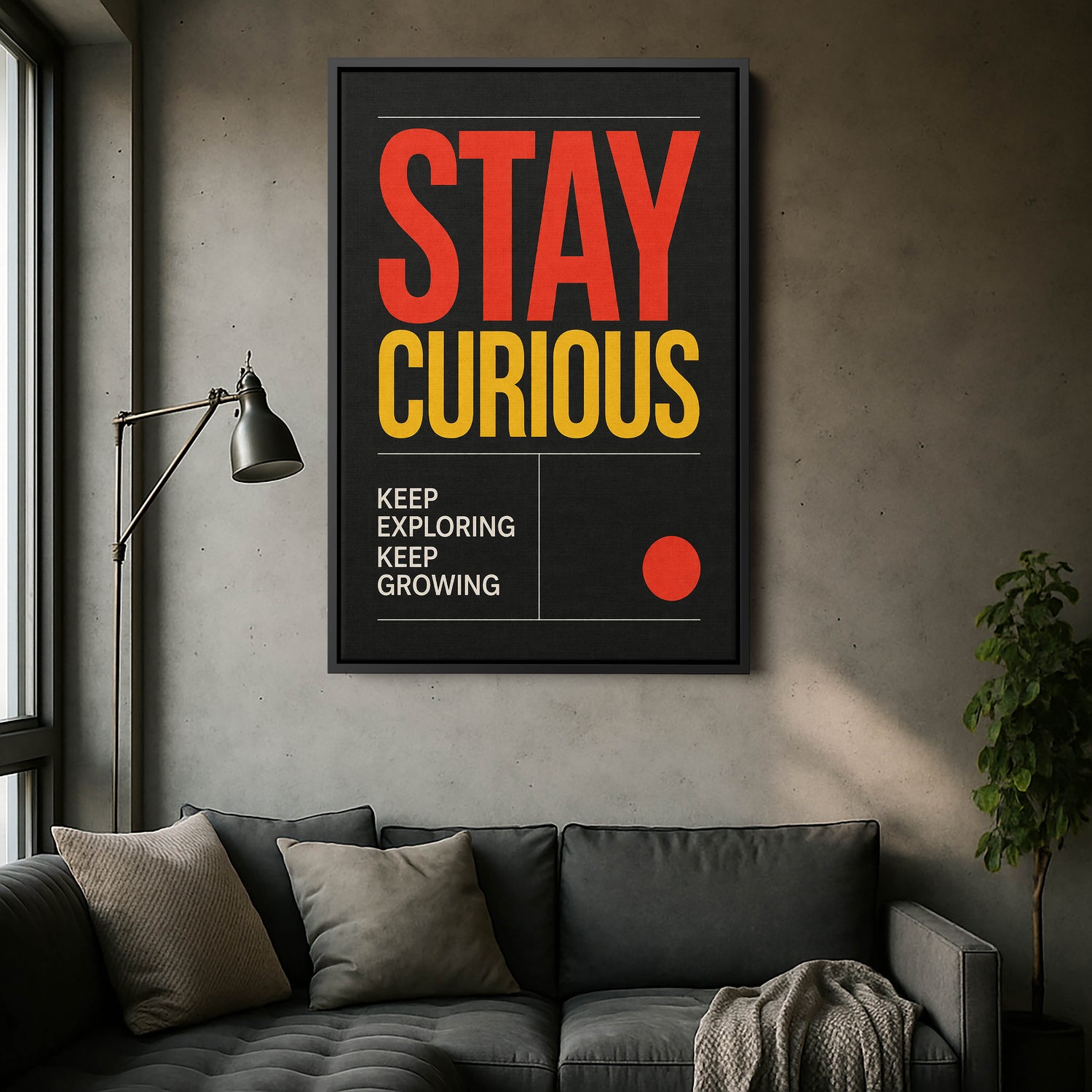 Stay Curious Motivasyon Tipografi Kanvas Tablo