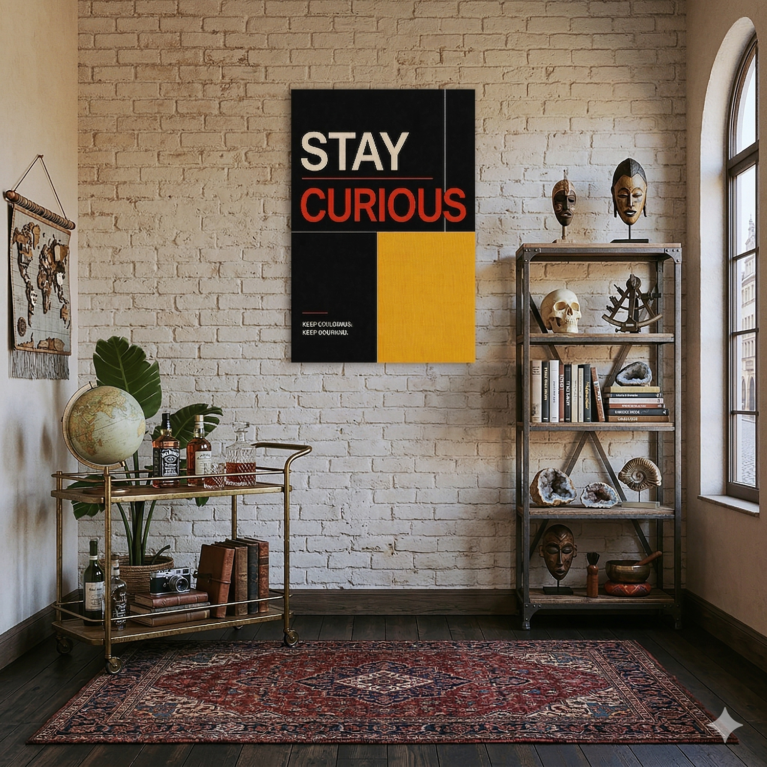 Stay Curious Tipografi Kanvas Tablo