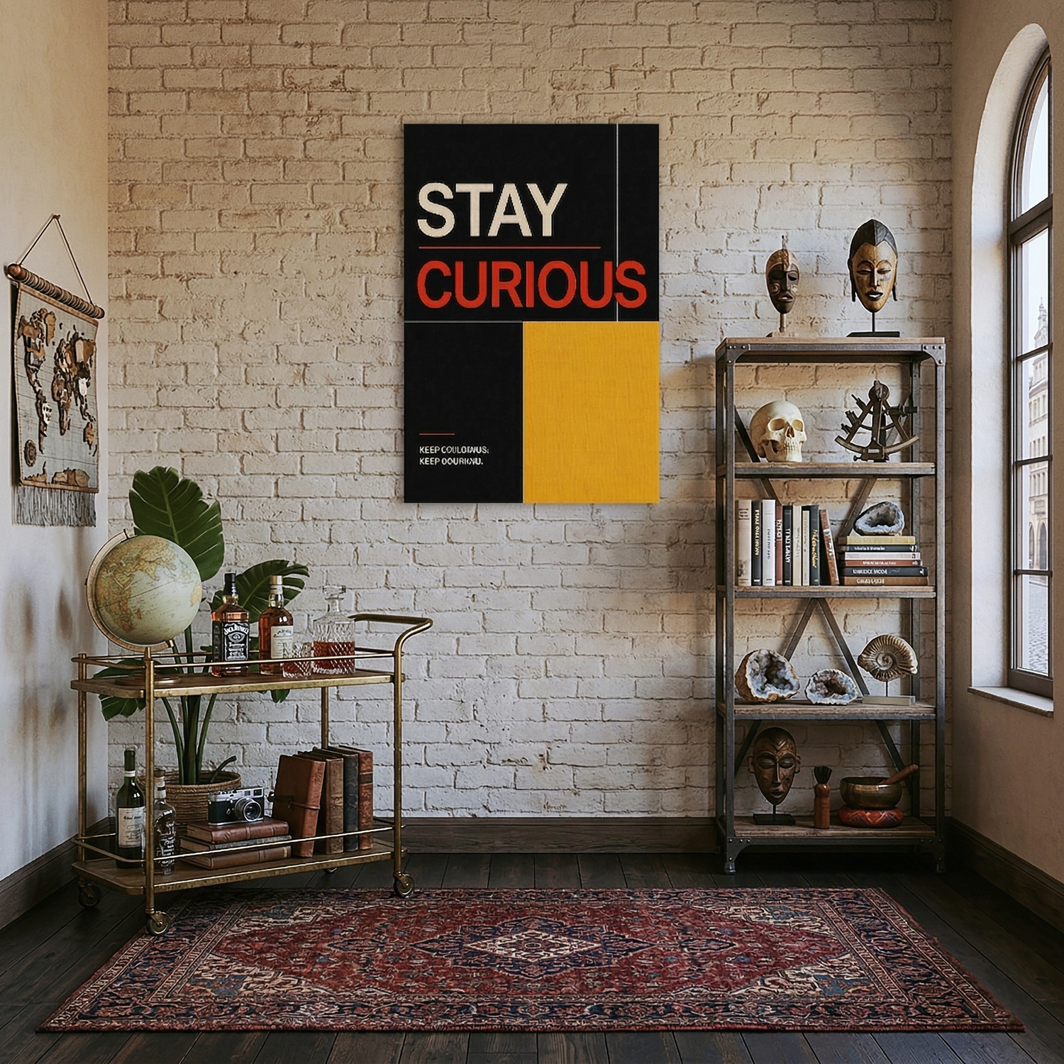 Stay Curious Tipografi Kanvas Tablo