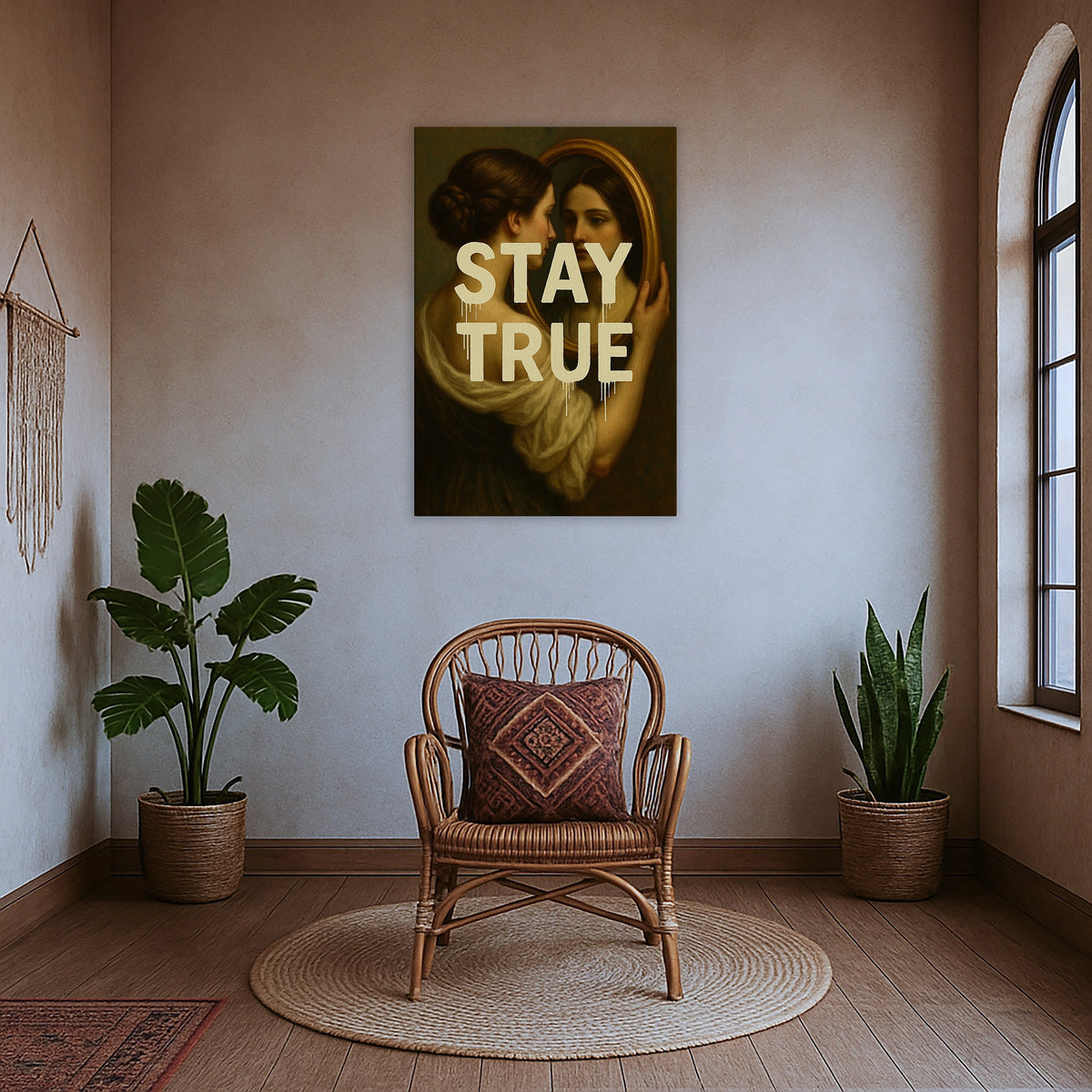 Çerçevesiz modern kanvas tablo, klasik tablo dokusu ve motivasyon temalı yazı detayıyla tasarlanmış çağdaş bir duvar dekoru modelidir. FabricUp dijital baskı ile üretilen yüksek çözünürlüklü yüzey, dayanıklı, net ve şık görünüm sağlayarak mekâna karakter kazandırır.