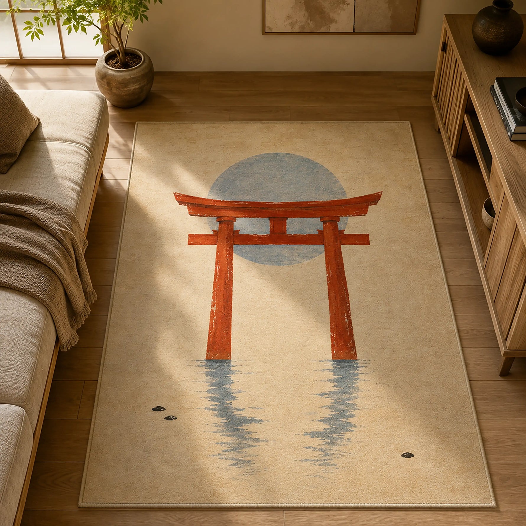 su-uzerinde-torii-kapisi-desenli-hali-japon-ay-yansimasi-estetigi
