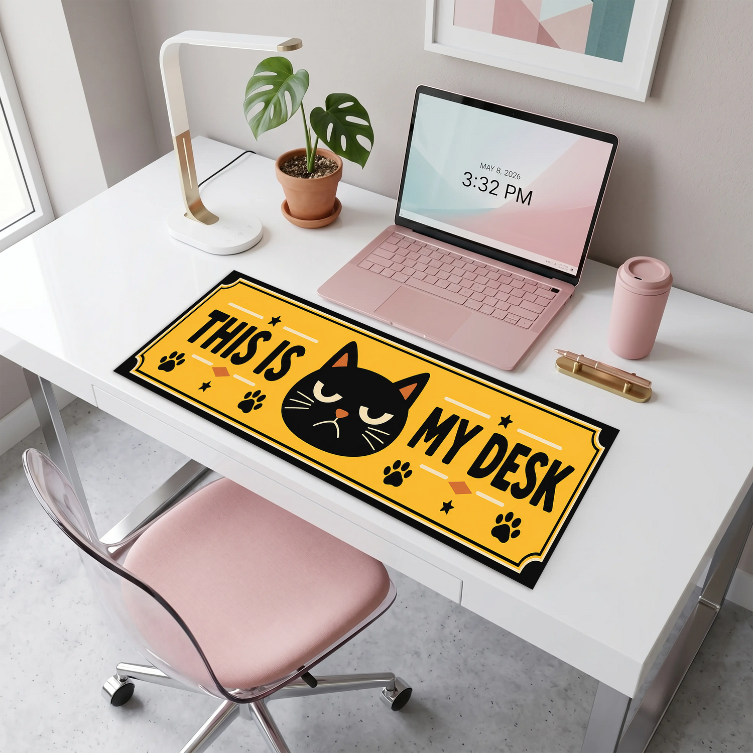 Kedi Desenli Klavye Önü Dekor - This Is My Desk