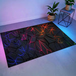 3D Görünümlü Neon Işık Sızmalı Geometrik Gamer Halısı