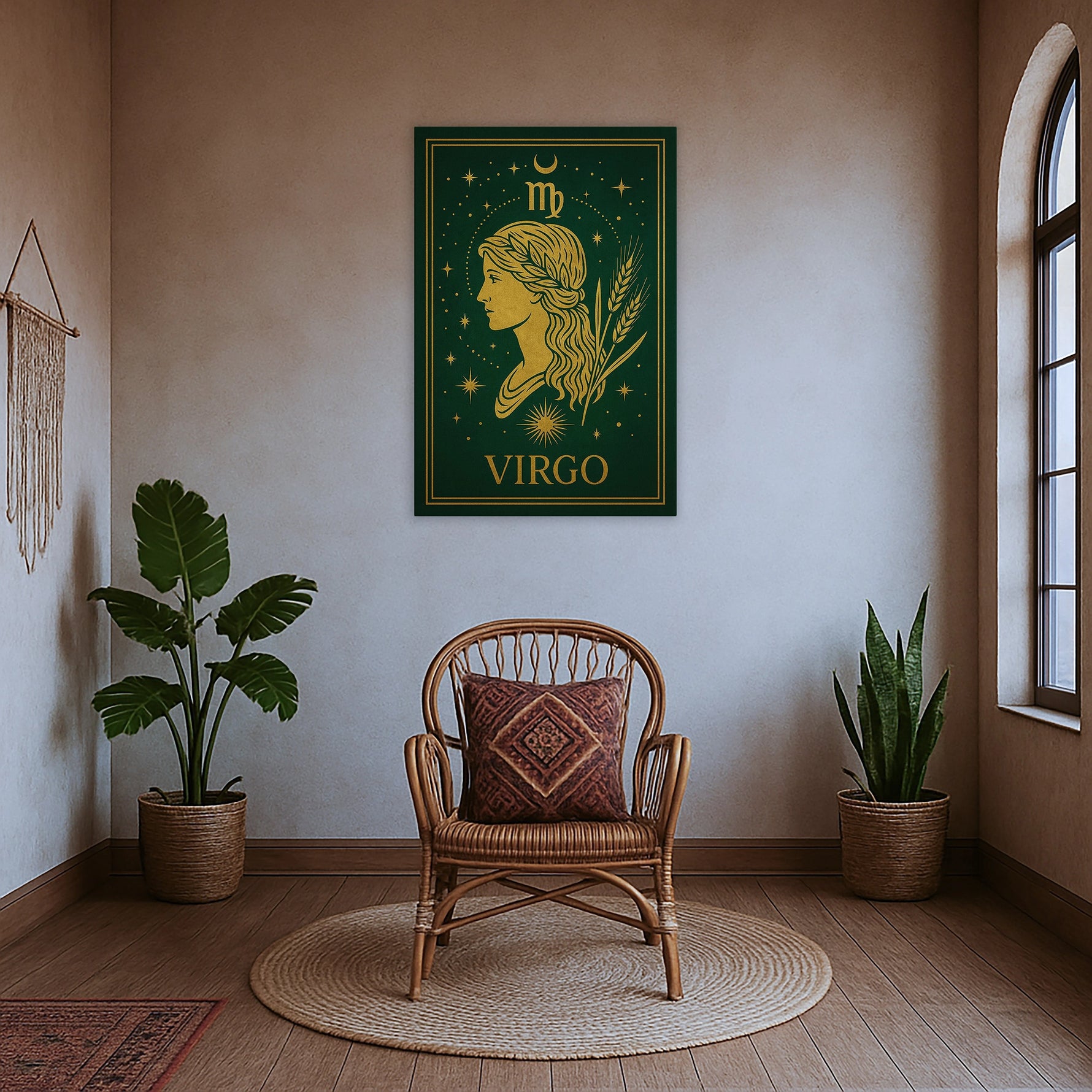 
Çerçevesiz kanvas tablo formundaki Virgo burcu posteri, klasik heykelsi kadın profili, yıldızlar ve başak sembolüyle astrolojik ve sanatsal bir kompozisyon sunar. Hafif yapısı sayesinde kolay asılır, yaşam alanlarında zarif ve mistik bir odak noktası oluşturan FabricUp tasarımıdır.