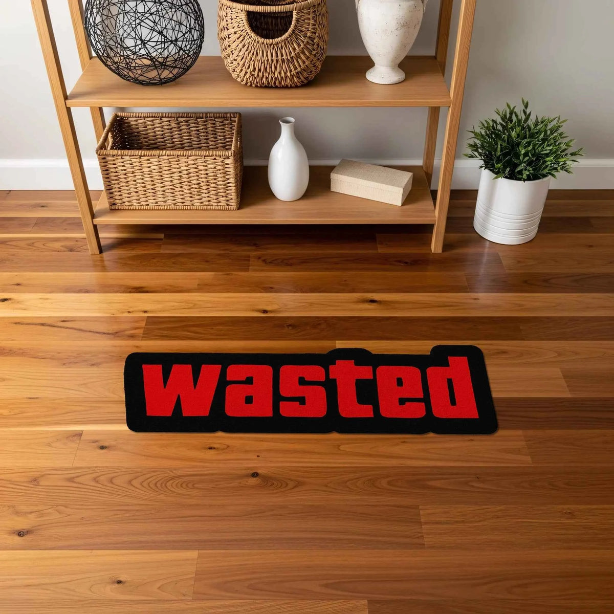 "Wasted" Yazılı Gamer Halısı ve Retro Oyun Temalı Dekoratif Paspas