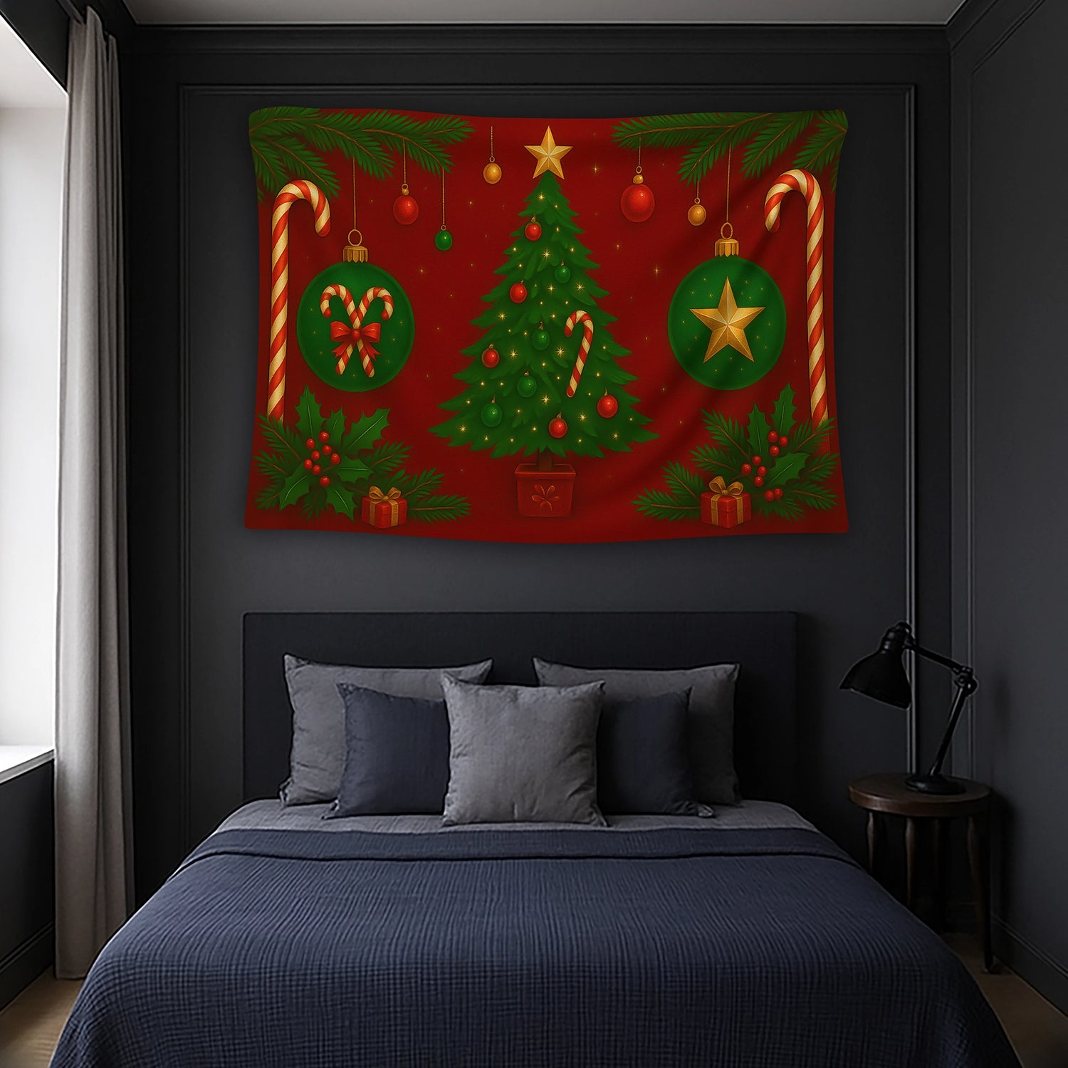Yılbaşı Duvar Halısı - Baston Şeker Temalı Tasarım ile Noel Dekorasyonu