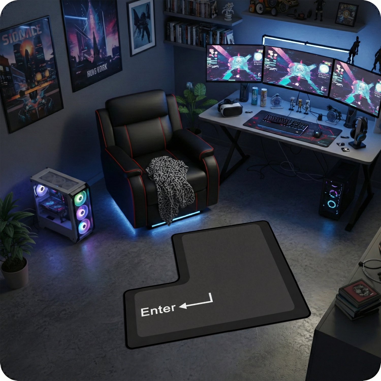 Enter Tuşu Şekilli Gamer Odası Klavye Tuşu Halısı