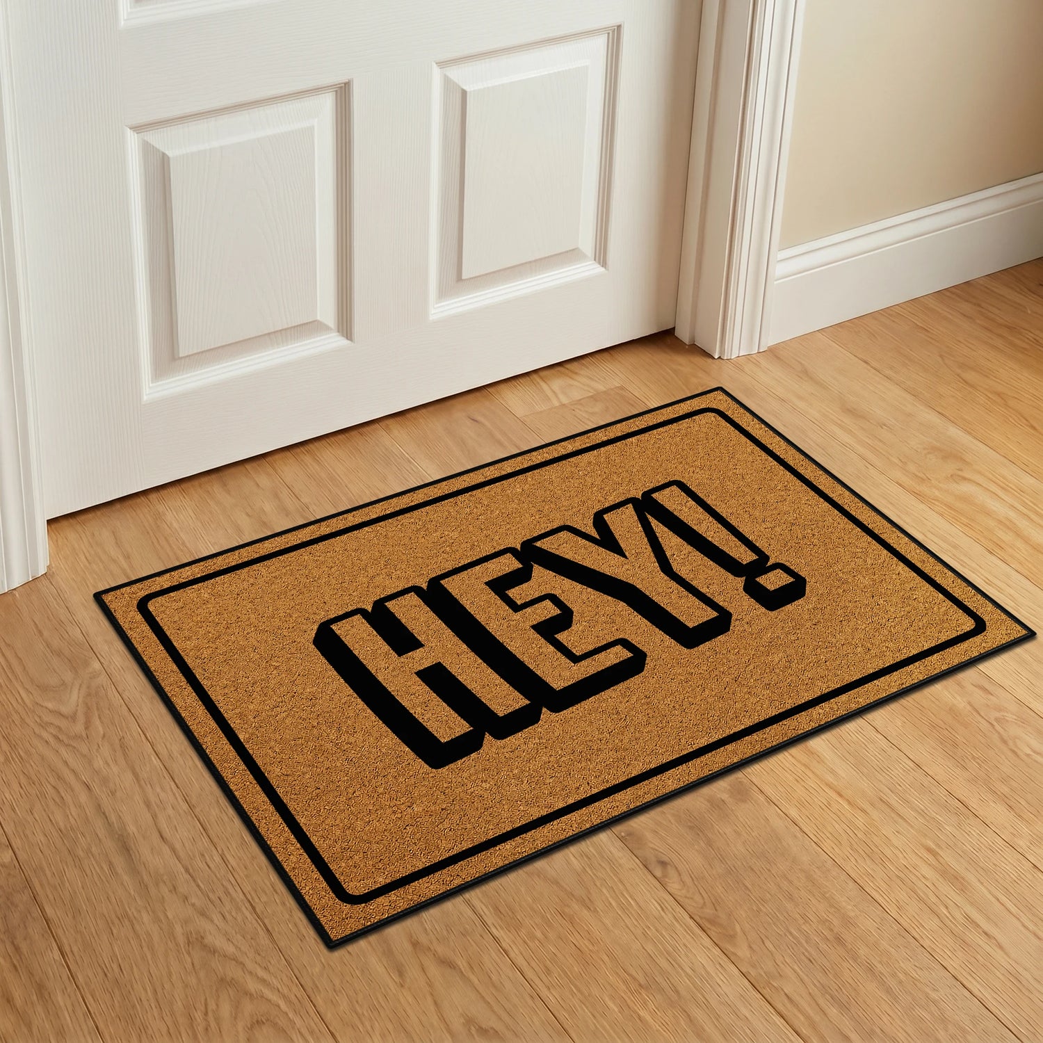 Hey! Yazılı Modern & Minimal Kapı Önü Halı