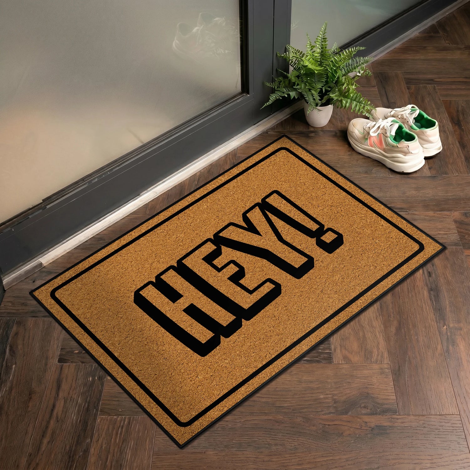 Hey! Yazılı Modern & Minimal Kapı Önü Halı